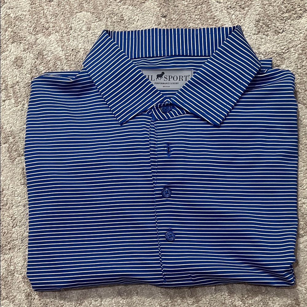 NWOT HL Sport Men’s Blue Striped Polo Shirt